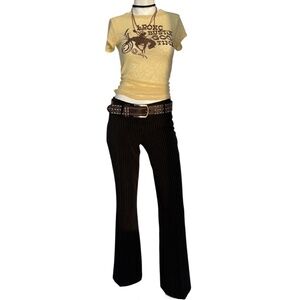 Vintage Y2K Pinstripe Flare Pants Size 7 Spring Street Made USA Low Rise Bootcut